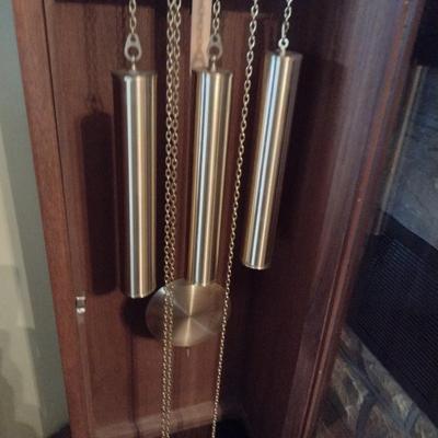 Vintage Hermle Wood Case Grandfather Clock Weight Driven with Pendulum