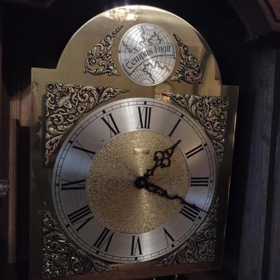 Vintage Hermle Wood Case Grandfather Clock Weight Driven with Pendulum