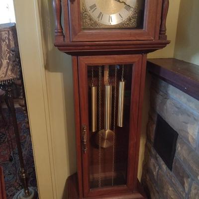 Vintage Hermle Wood Case Grandfather Clock Weight Driven with Pendulum