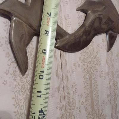 Pair of Vintage Brass Birds in Flight Wall Decor