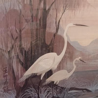 Vintage Hero Nim Framed Print Egrets Shoreside