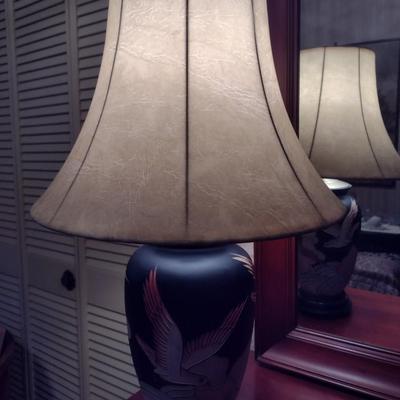 Ceramic Table Lamp Inscribed Bird in Flight