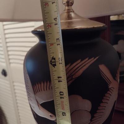 Ceramic Table Lamp Inscribed Bird in Flight