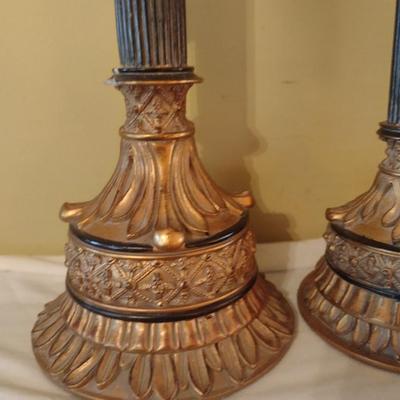 Set of Three Stair Step Height Chalkware Candle Holders