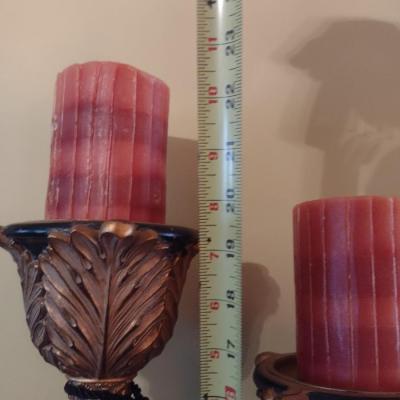 Set of Three Stair Step Height Chalkware Candle Holders