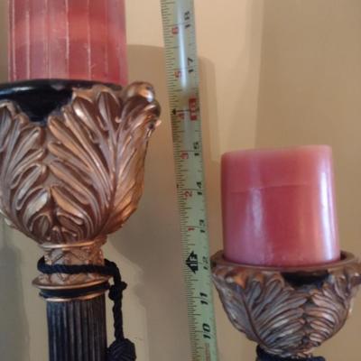 Set of Three Stair Step Height Chalkware Candle Holders