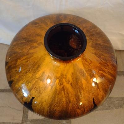 Ceramic Black with Gold Glaze Centerpiece Vase