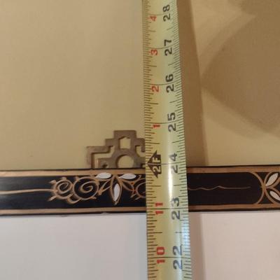 Vintage Black Lacquer Framed Mother of Pearl Wall Art