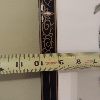 Vintage Black Lacquer Framed Mother of Pearl Wall Art