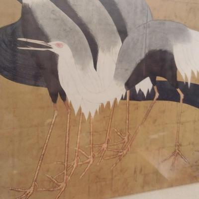 MCM Framed Art Print Cranes by Sakai Hoitsu