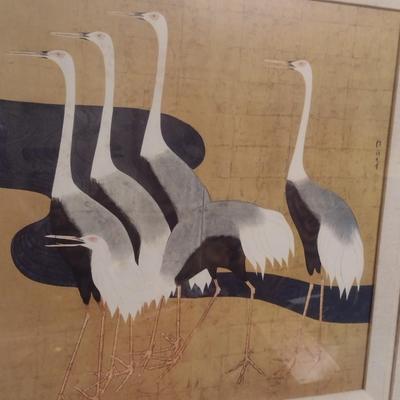 MCM Framed Art Print Cranes by Sakai Hoitsu