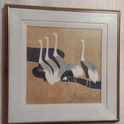 MCM Framed Art Print Cranes by Sakai Hoitsu