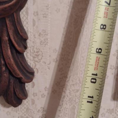 Pair of Home Decor Wall Shelves with Wood Candle Holders and Rattan Balls