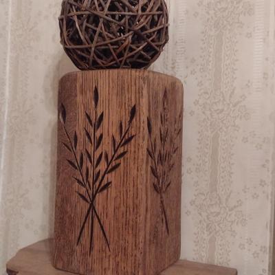 Pair of Home Decor Wall Shelves with Wood Candle Holders and Rattan Balls