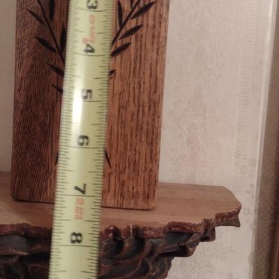 Pair of Home Decor Wall Shelves with Wood Candle Holders and Rattan Balls