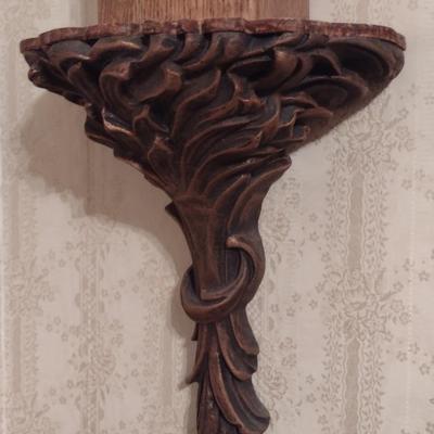 Pair of Home Decor Wall Shelves with Wood Candle Holders and Rattan Balls