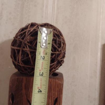Pair of Home Decor Wall Shelves with Wood Candle Holders and Rattan Balls