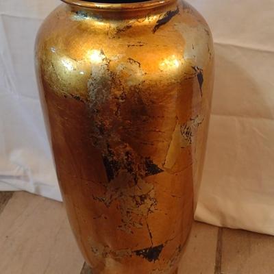 Gold Tone Ceramic Floor Vase