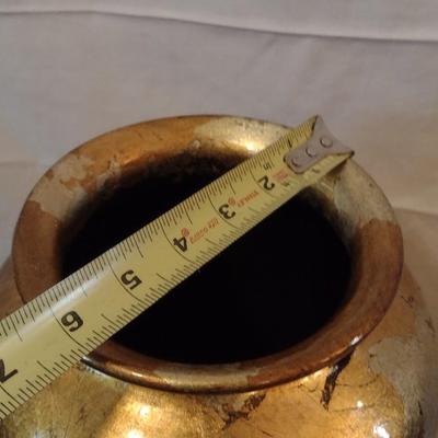 Gold Tone Ceramic Floor Vase