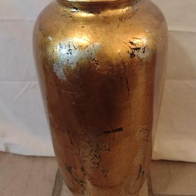 Gold Tone Ceramic Floor Vase