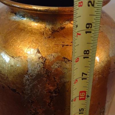 Gold Tone Ceramic Floor Vase