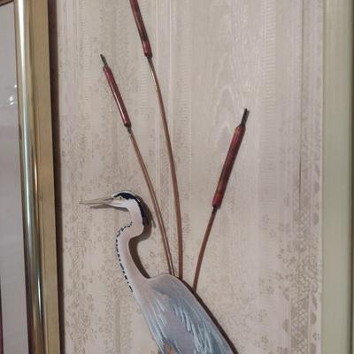 Vintage Copper and Metal Heron Bovano of Cheshire Wall Art