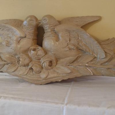 Vintage Plaster Cast Gargoyles Studios Doves and Roses Wall Decor