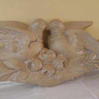 Vintage Plaster Cast Gargoyles Studios Doves and Roses Wall Decor
