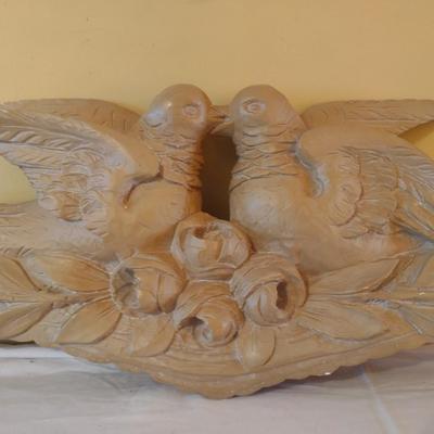 Vintage Plaster Cast Gargoyles Studios Doves and Roses Wall Decor