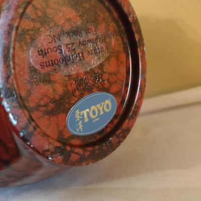 Vintage Toyo Japanese Bronze Finish Vase with Dragon Handles