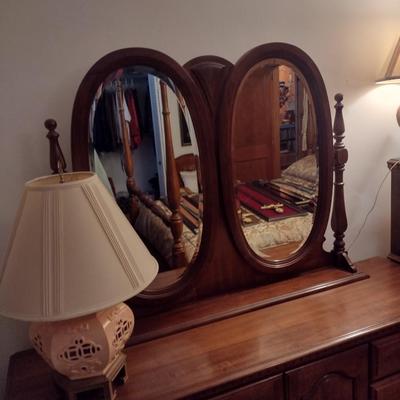 Solid Wood Sumter Furniture Co. Stretch Dresser with Mirror