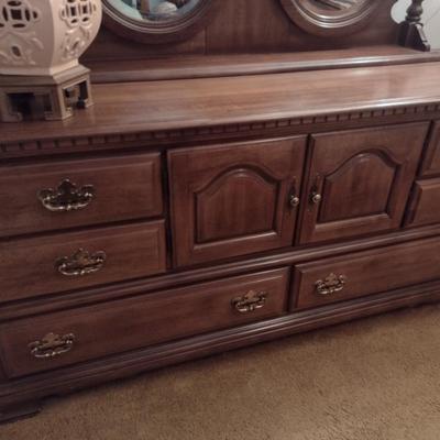 Solid Wood Sumter Furniture Co. Stretch Dresser with Mirror