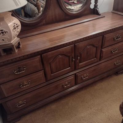 Solid Wood Sumter Furniture Co. Stretch Dresser with Mirror