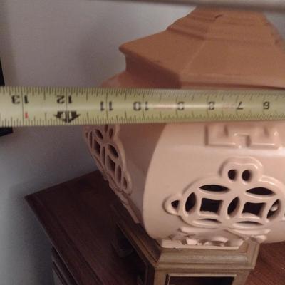 Pair of MCM Design Matching Ceramic Temple Shape Table Lamps