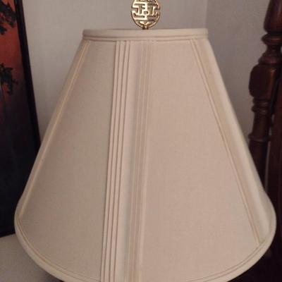 Pair of MCM Design Matching Ceramic Temple Shape Table Lamps