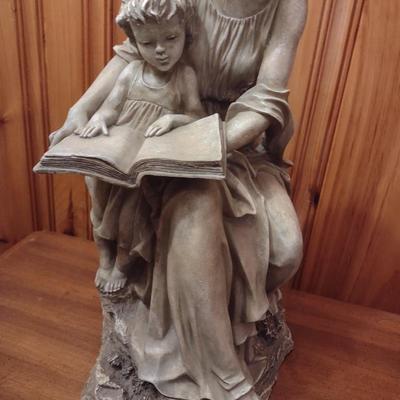 Tall Mother and Child Reading Statuette