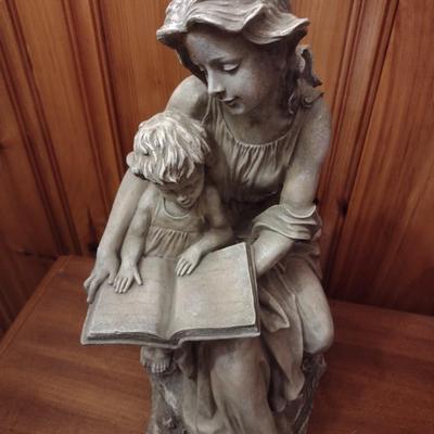 Tall Mother and Child Reading Statuette