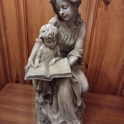 Tall Mother and Child Reading Statuette