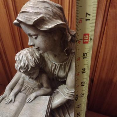 Tall Mother and Child Reading Statuette