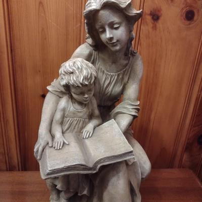 Tall Mother and Child Reading Statuette