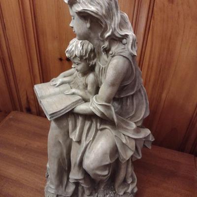 Tall Mother and Child Reading Statuette
