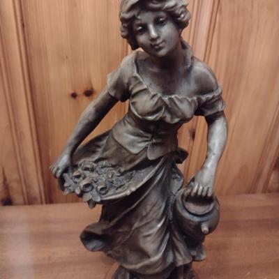 Vintage Bronze Woman with Jar Statuette