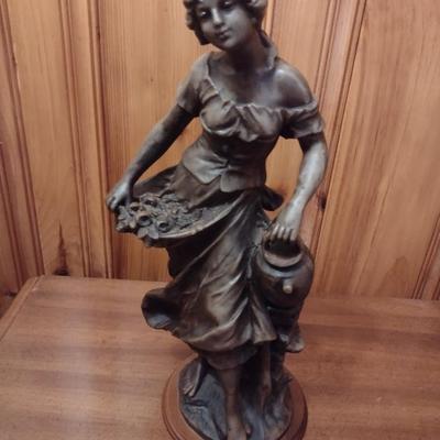 Vintage Bronze Woman with Jar Statuette