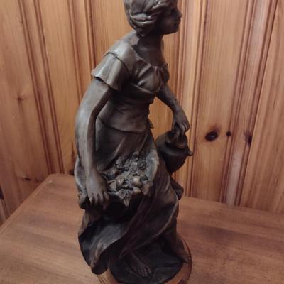 Vintage Bronze Woman with Jar Statuette
