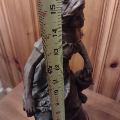 Vintage Bronze Woman with Jar Statuette