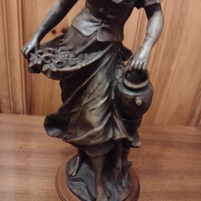 Vintage Bronze Woman with Jar Statuette