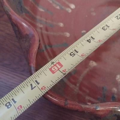 Large Pottery Bowl with Lilly Pad and Frogs Accent