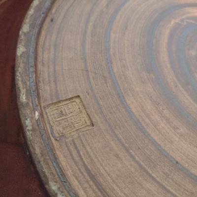 Large Pottery Bowl with Lilly Pad and Frogs Accent