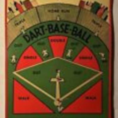 CLOWN-SHOOT BASEBALL MAGNETIC DART BOARD GAME BAR ZIM TOY 1950S