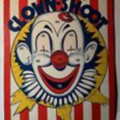 CLOWN-SHOOT BASEBALL MAGNETIC DART BOARD GAME BAR ZIM TOY 1950S